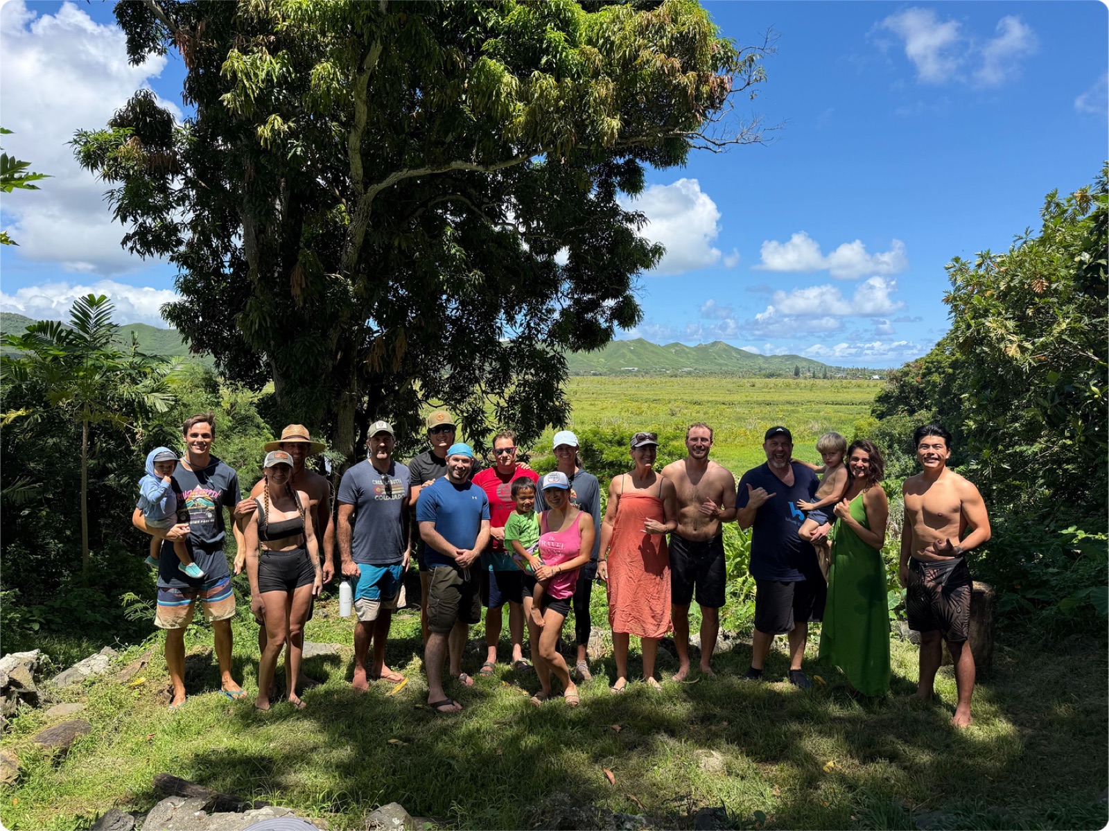 The Blue Startups crew gathered after a volunteer day at Ulupō Heiau.